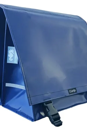 Clarijs fietstas dubbel XL PVC 46L met uitsparing d blauw Hoge Kwaliteit