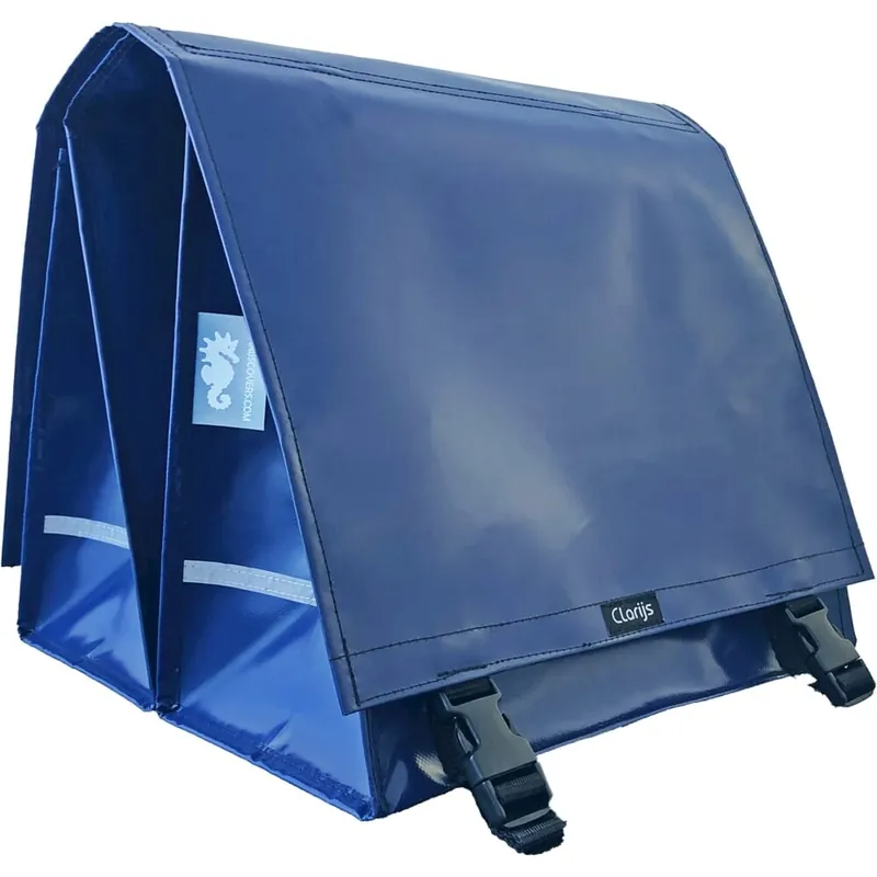 Clarijs fietstas dubbel XL PVC 46L met uitsparing d blauw Hoge Kwaliteit