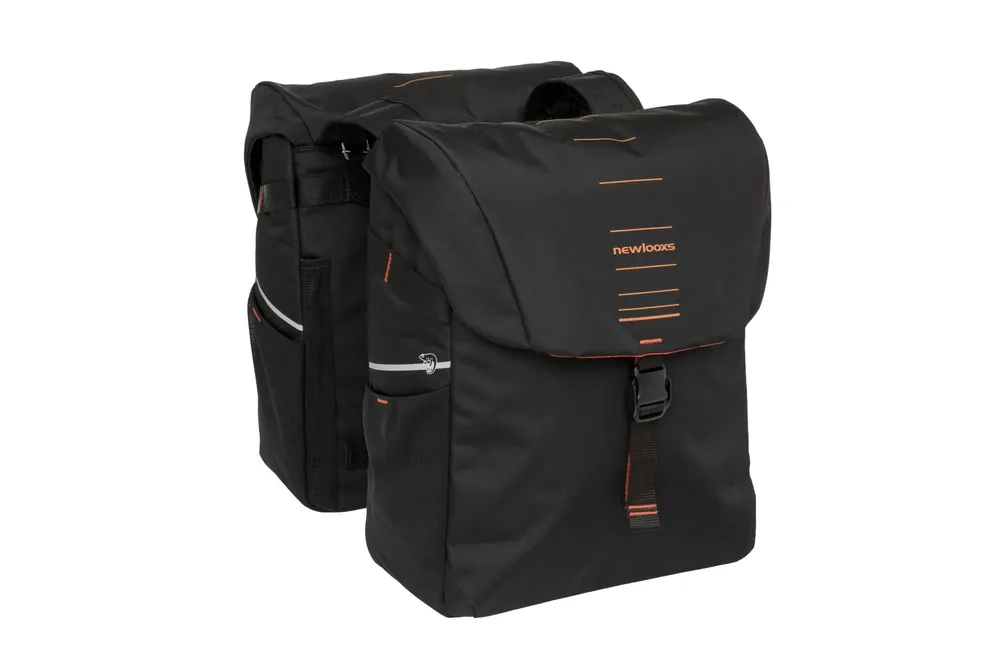 Lage Kosten New Looxs fietstas dubbel Vigo zwart oranje 20L