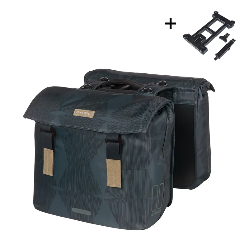 Merkproduct Basil fietstas dubbel Elegance estate blauw MIK 40-49L