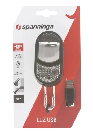 Bestel Nu Spanninga koplamp Luz XB usb met lamphaak zwart