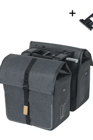 Hete Deal Basil fietstas dubbel Urban dry charcoal melee MIK 50L