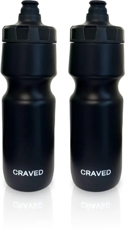 Bestseller Craved Premium Bidons – 2 stuks – 750 ml – Zwart – Knijp en drink